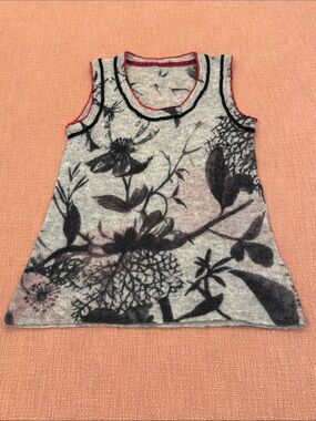 Italian wool / mohair / alpaca blend Crewneck Floral Tank Sweater vest